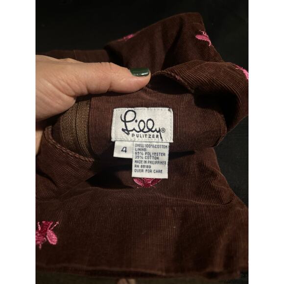 Vintage Lilly Pulitzer Brown Corduroy Dress Embroidered Bees, EUC, Sz 4 (4A) - Picture 4 of 5
